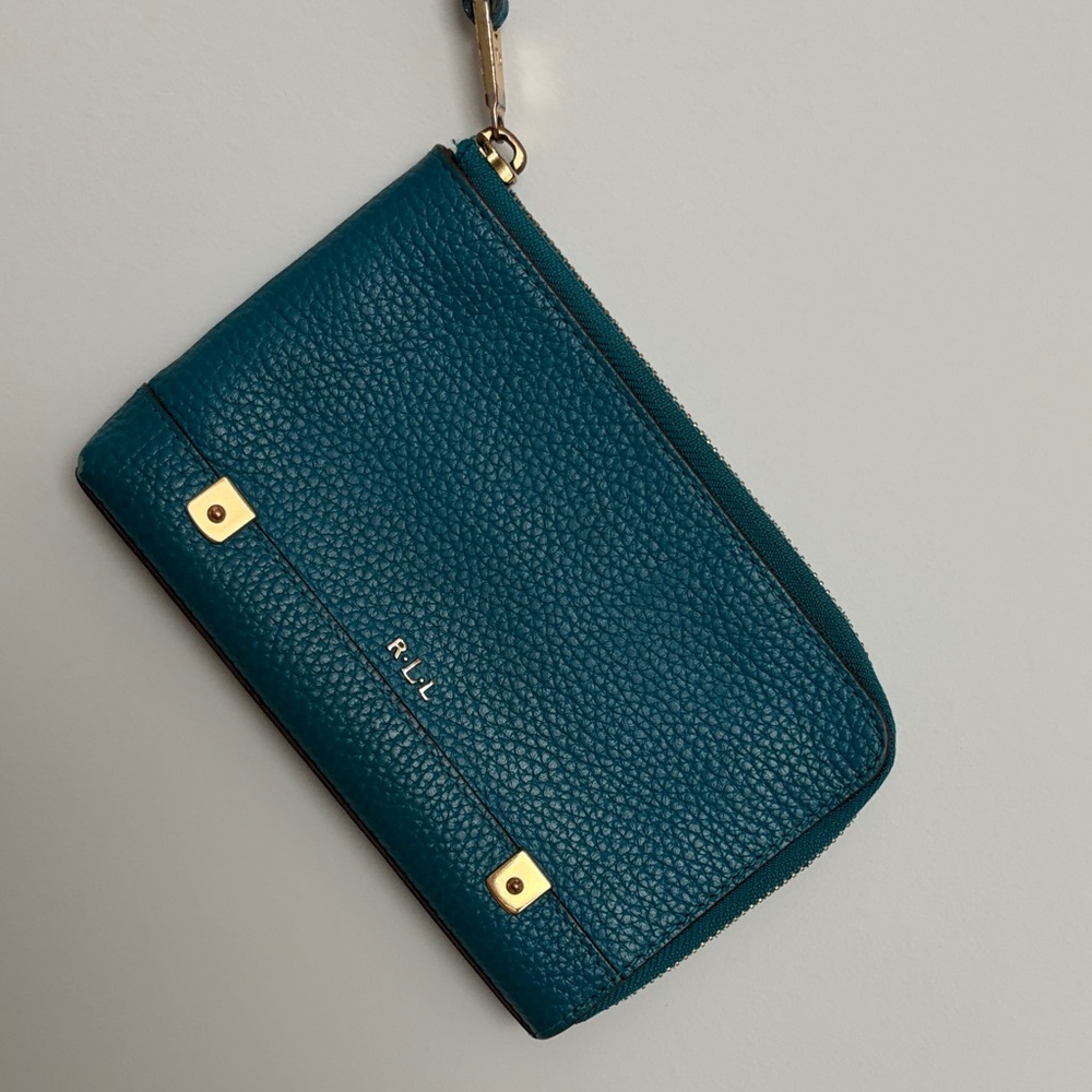 Ralph Lauren Teal Wristlet Clutch